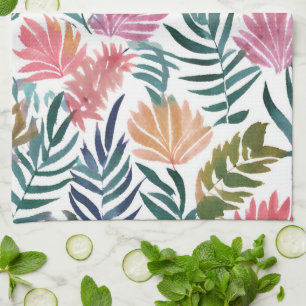 Linge De Cuisine Feuilles botaniques aquarelle Feuille florale co
