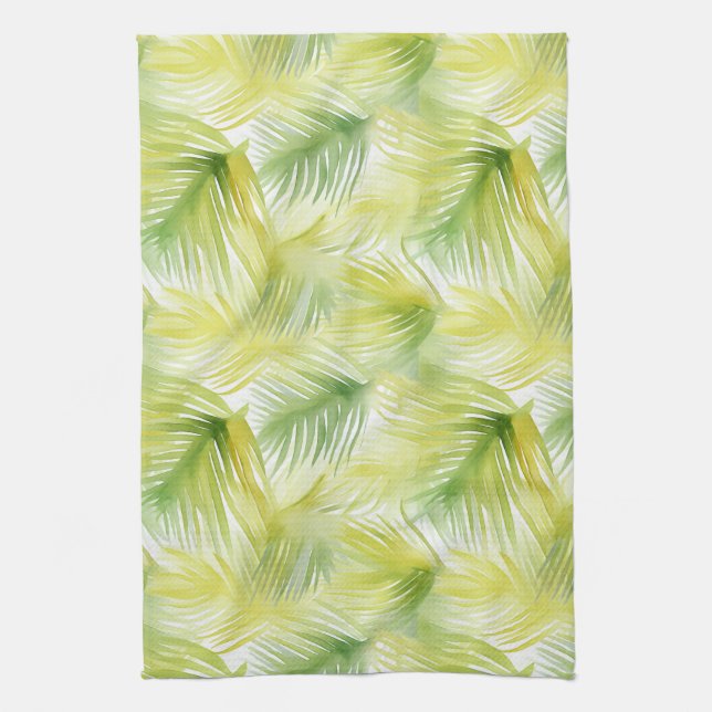 Linge De Cuisine Feuilles d'aquarelle tropicale (Vertical)