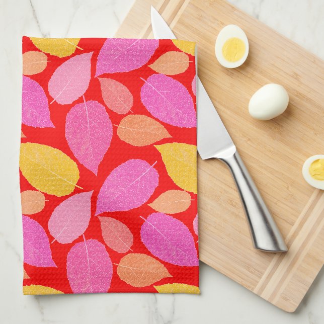 Linge De Cuisine Feuilles d'automne. (Quart Plié)