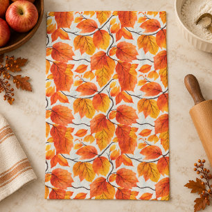 Linge De Cuisine Feuilles d'automne à l'aquarelle – Feuillage d'aut