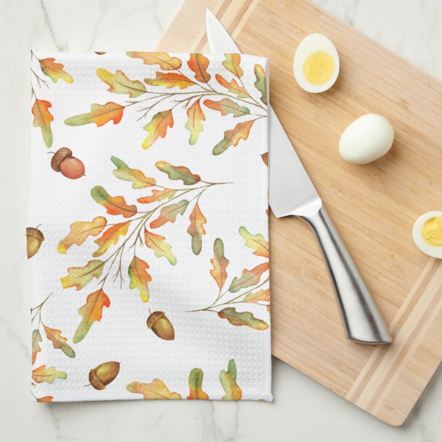 Linge De Cuisine Feuilles d'automne & Acorns à motifs (Quart Plié)