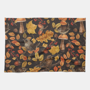 Linge De Cuisine Feuilles d'automne, baies, champignons et fleurs