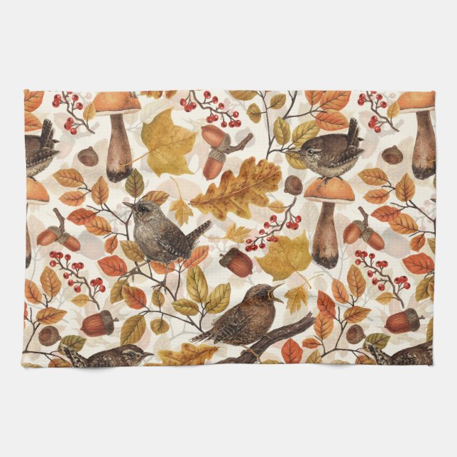 Linge De Cuisine Feuilles d'automne, baies, champignons et fleurs (Horizontal)
