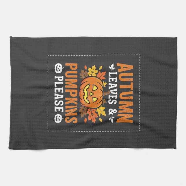Linge De Cuisine Feuilles d'automne Citrouille Halloween Design (Horizontal)