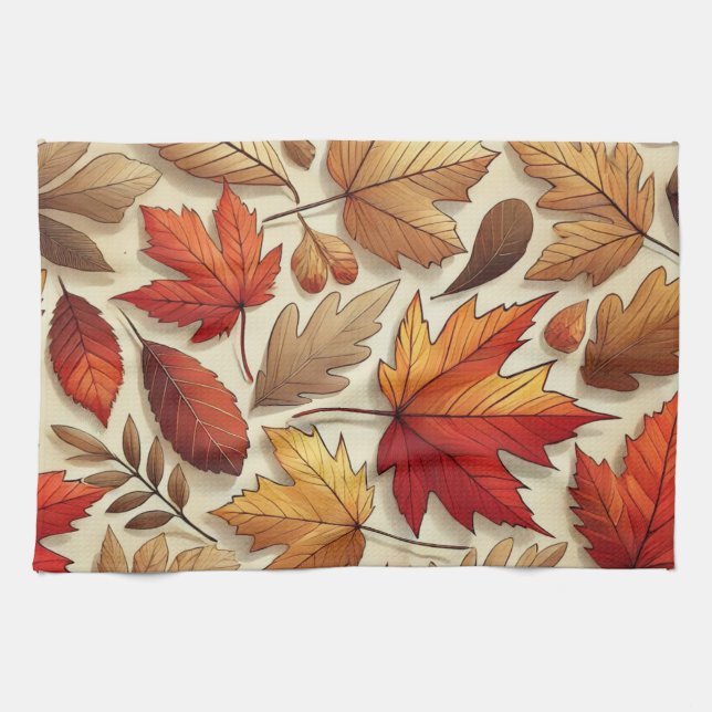 Linge De Cuisine feuilles d'automne classiques (Horizontal)