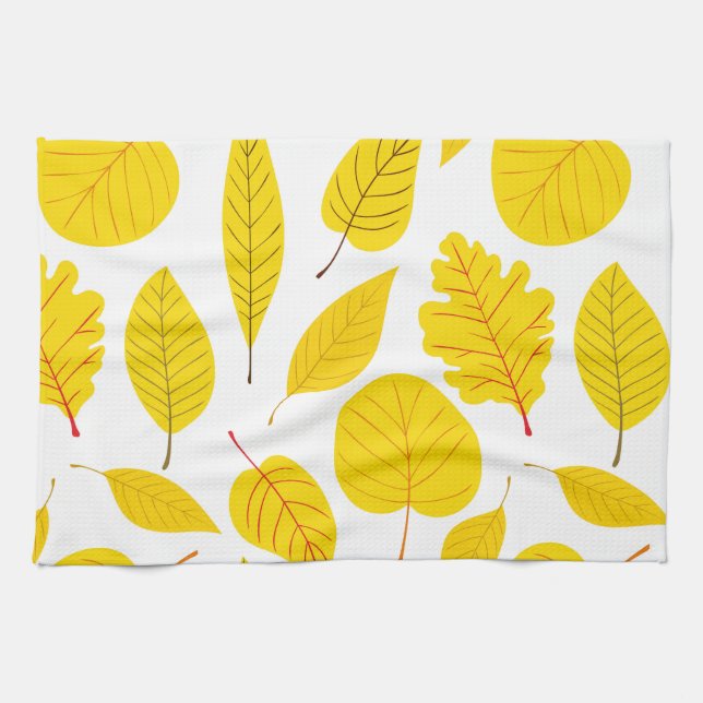 Linge De Cuisine Feuilles d'automne en jaune (Horizontal)