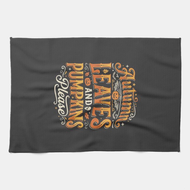 Linge De Cuisine Feuilles d'automne et citrouilles s'il vous plaît  (Horizontal)