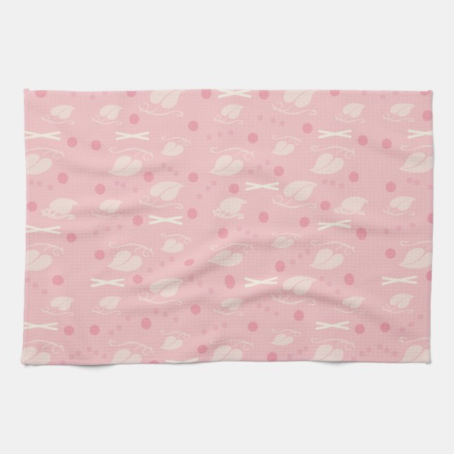 Linge De Cuisine Feuilles d'automne Motif Vanille rose (Horizontal)