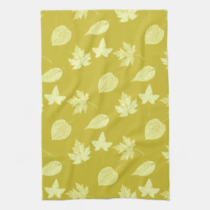 Linge De Cuisine Feuilles d'automne - moutarde et jaune clair