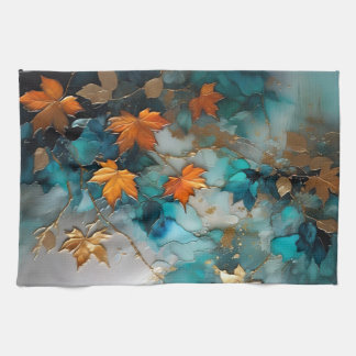 Linge De Cuisine Feuilles d'automne peintes en beaux-arts