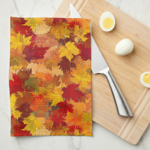 Linge De Cuisine Feuilles de chute d'aquarelle - Vintage Motif d'au