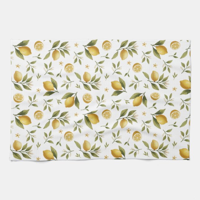 Linge De Cuisine Feuilles de citron - Fleurs (Horizontal)
