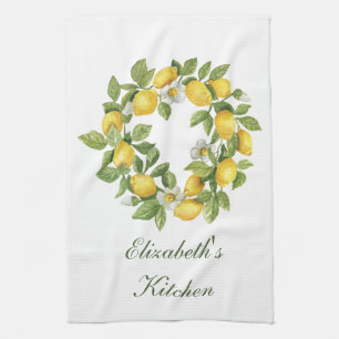 Linge De Cuisine Feuilles de couronne de citron personnalisées Fleu