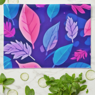 Linge De Cuisine Feuilles de dessin animé fantaisistes : Violet et