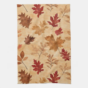 Linge De Cuisine Feuilles de Érable Rouges Marron Automne Rustique