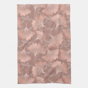 Linge De Cuisine Feuilles de Ginkgo Blush Romantique Botanique Or