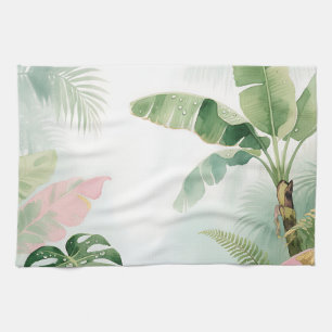 Linge De Cuisine Feuilles de jungle tropicale aquarelle