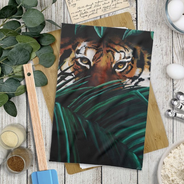 Linge De Cuisine Feuilles de la jungle verte de Tiger (Créateur téléchargé)
