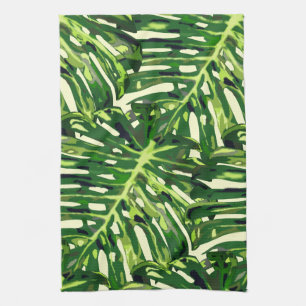 Linge De Cuisine Feuilles de Monstera Tropical