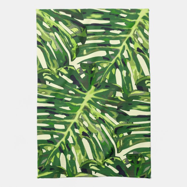 Linge De Cuisine Feuilles de Monstera Tropical (Vertical)