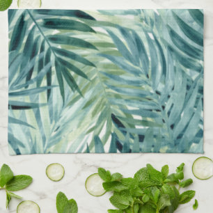 Linge De Cuisine Feuilles de palmier vert cyan
