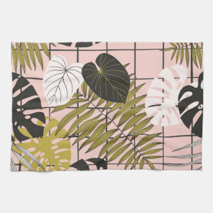 Linge De Cuisine Feuilles de palmiers tropicaux, été élégant.