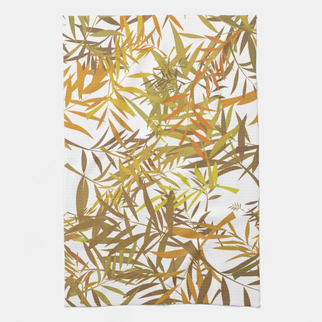Linge De Cuisine Feuilles de saule dorées, bronze et brunes (Vertical)
