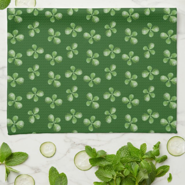 Linge De Cuisine Feuilles de succulente vertes modernes et amicales (Plié)