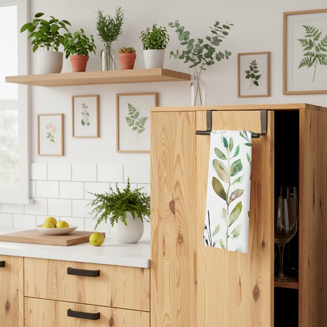 Linge De Cuisine Feuilles de tons de terre pastel (Créateur téléchargé)