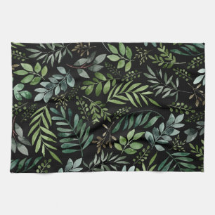 Linge De Cuisine Feuilles de verdure aquarelle
