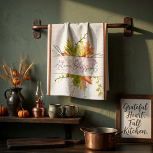 Linge De Cuisine Feuilles d'érable d'automne avec texte personnalis