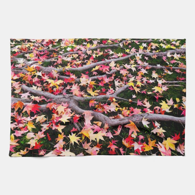 Linge De Cuisine Feuilles d'érable et racines d'érable (Horizontal)