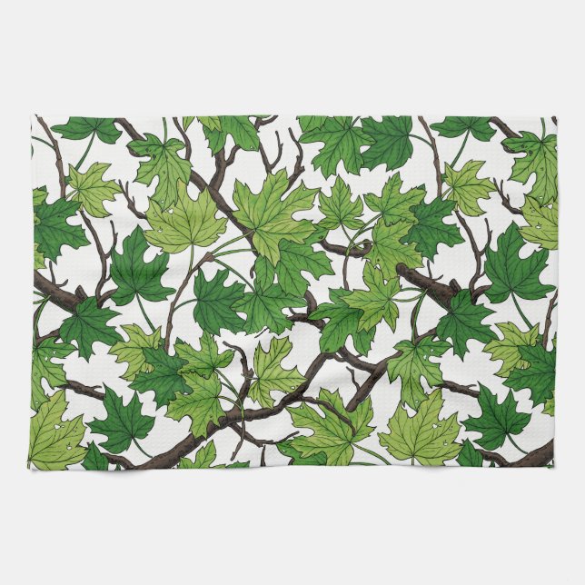 Linge De Cuisine Feuilles d'érable sur fond blanc (Horizontal)