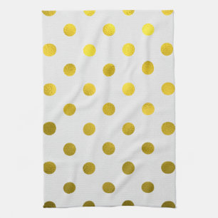 Linge De Cuisine Feuilles d'or Faux métalliques Foil Grand Polka P