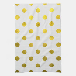 Linge De Cuisine Feuilles d'or Faux métalliques Foil Grand Polka Po