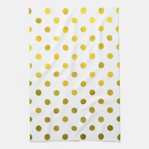 Linge De Cuisine Feuilles d'or Métallurgie Faux Foil Petite Polka P