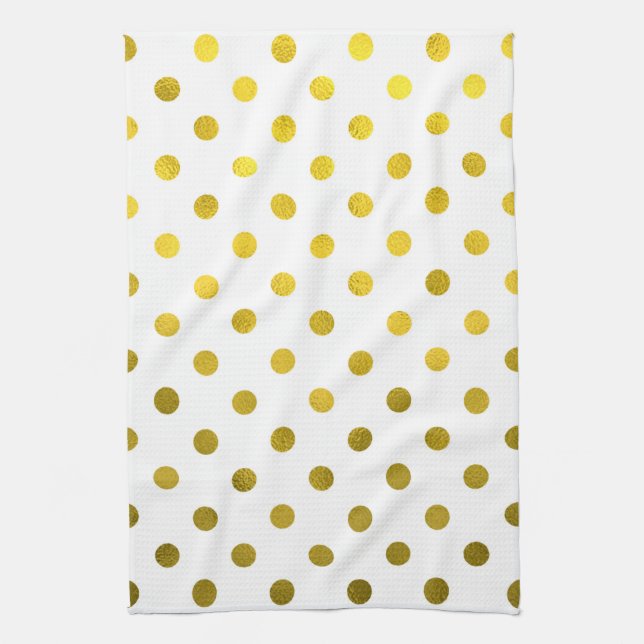 Linge De Cuisine Feuilles d'or Métallurgie Faux Foil Petite Polka P (Vertical)