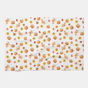 Linge De Cuisine Feuilles et Citrouilles d'aquarelle