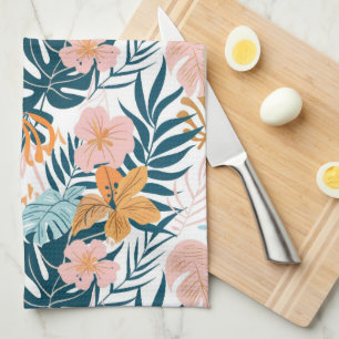 Linge De Cuisine Feuilles Fleurs Tropicales Bohème