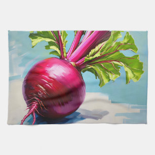 Linge De Cuisine Feuilles Magenta de Betterave Vibrantes