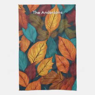 Linge De Cuisine Feuilles Motif Automne Nature Colorée Feuilles Aut