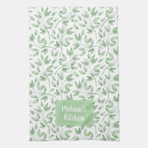 Linge De Cuisine Feuilles personnalisés à Sage Green