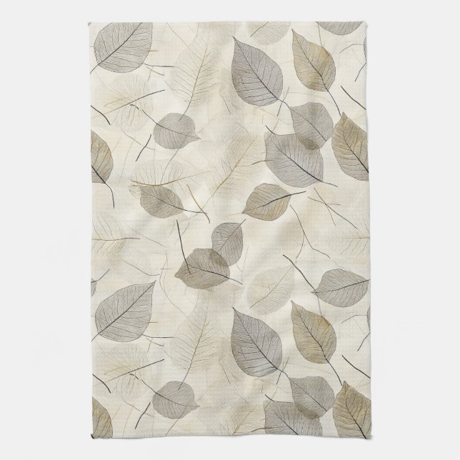Linge De Cuisine Feuilles rustiques pressées avec palette de terre  (Vertical)