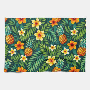 Linge De Cuisine Feuilles tropicales et motif ananas
