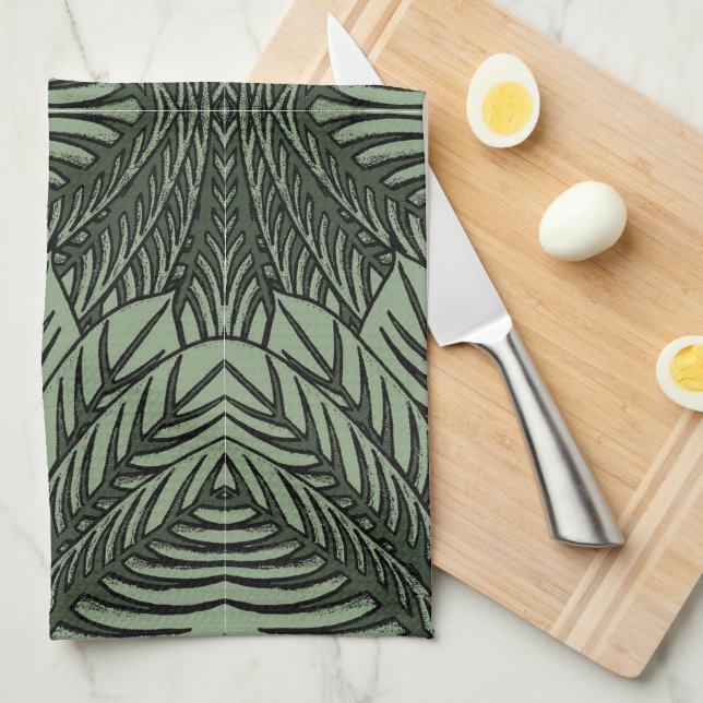 Linge De Cuisine Feuilles tropicaux (Quart Plié)