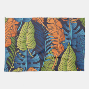 Linge De Cuisine Feuilles tropicaux, motif sans couture fleurie.