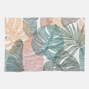 Linge De Cuisine Feuilles tropicaux : motif vintage à main.