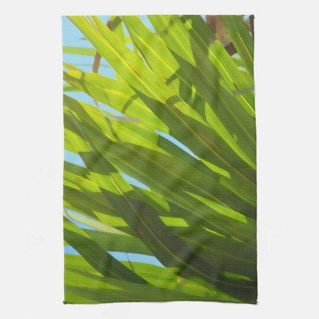 Linge De Cuisine Feuilles vertes, soleil et ciel bleu (Vertical)