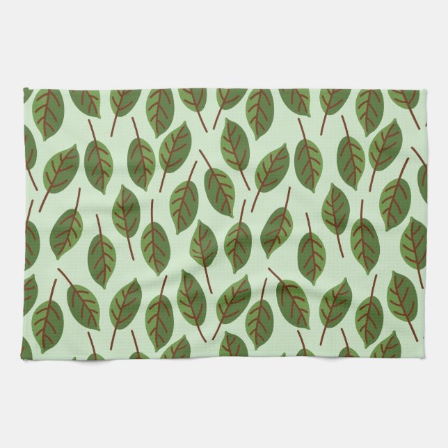 Linge De Cuisine Feuilles verts (Horizontal)