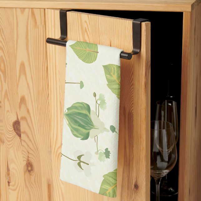 Linge De Cuisine Feuilles verts (Pliage en tiers)